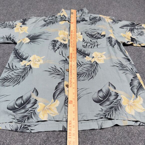 Tommy Bahama 100% Silk Aloha Hawaiian Floral Palm Button Shirt Large - Picture 4 of 5
